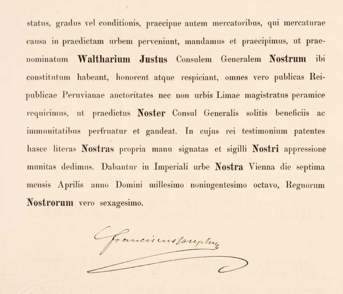 Lot 344 - Franz Joseph I (1830-1916). Document Signed, 'Franciscus Josephus', Vienna, 7 April 1880