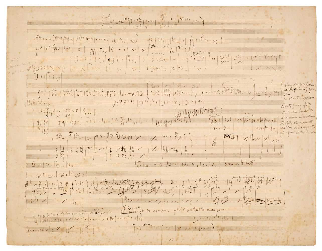 Lot 359 - Offenbach (Jacques, 1819-1880). Autograph sketchleaf for an unidentified operetta