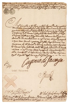 Lot 311 - Prince Eugene of Savoy (1663-1736). Document Signed, 'Eugenio di Savoya' as Governor of Milan