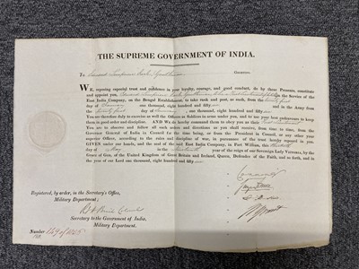 Lot 287 - East India Company. Three military commissions, 1856, 1857 & 1858