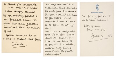 Lot 271 - Diana (1961-1997). Autograph Letter Signed, 'Diana', Kensington Palace, 5 July 1990