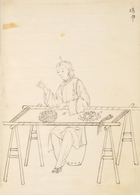 Lot 329 - Chinese School. Album of pen and black ink drawings of Chinese trades and professions, circa 1830-50