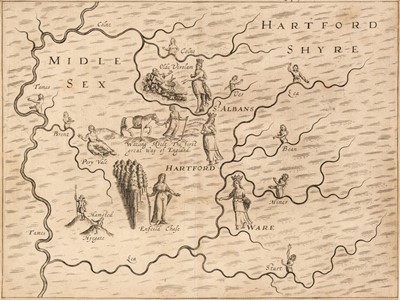 Lot 115 - Middlesex. Drayton (Michael). An untitled allegorical map of Middlesex..., [1612 or later]