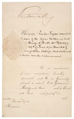 Lot 234 - Victoria (1819-1901). Document Signed, 'Victoria RI', St James's, 21 May 1875