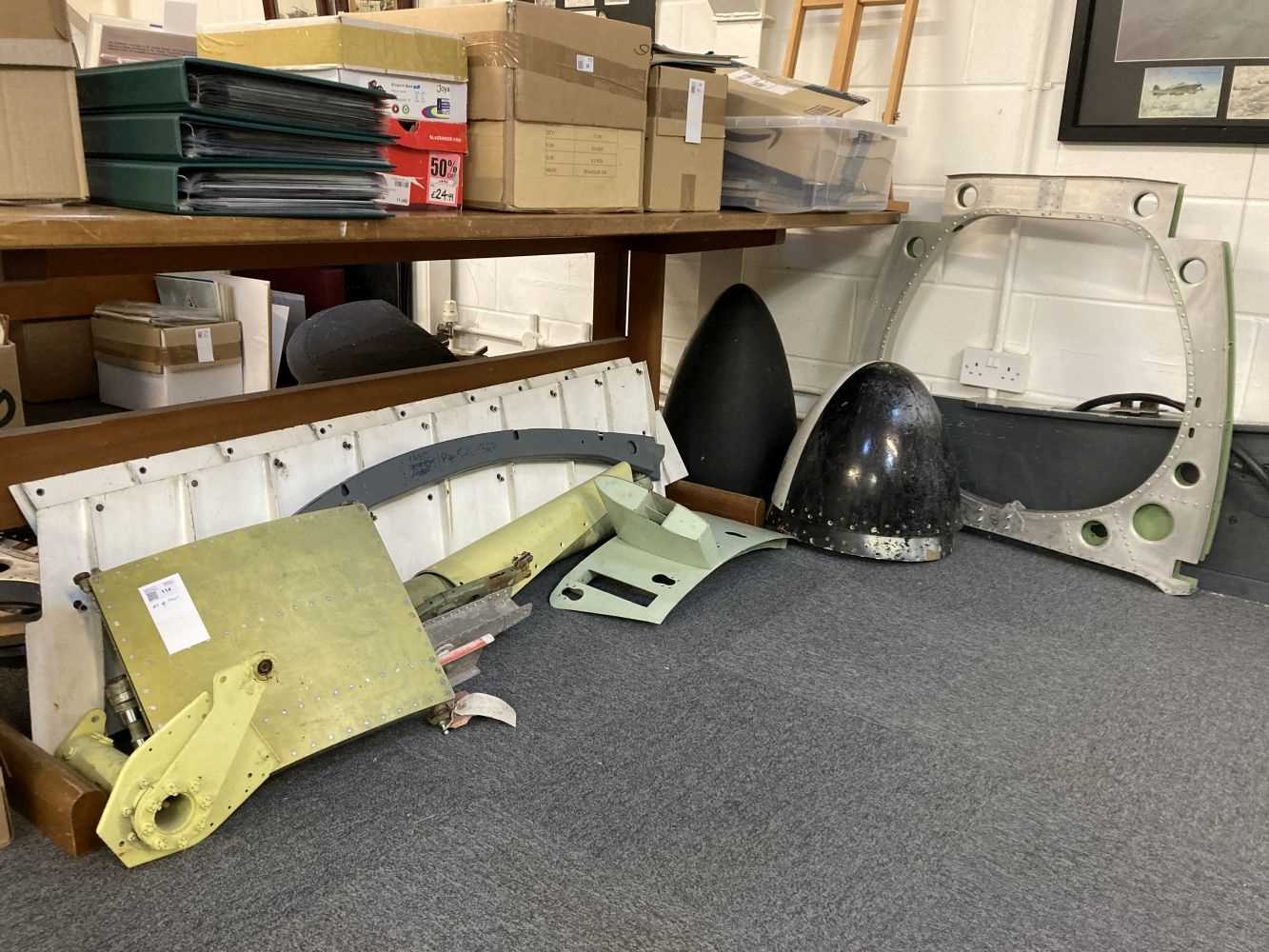 Lot 114 - Aircraft Miscellanea. Various aircraft spares including aluminium fuselage