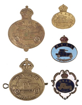 Lot 98 - Royal Naval Air Service. A collection of RNAS Armoured Car pin badges