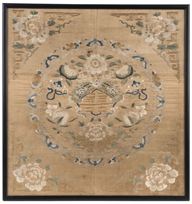 Lot 717 - Chinese Panel. An embroidered panel, late 19th century