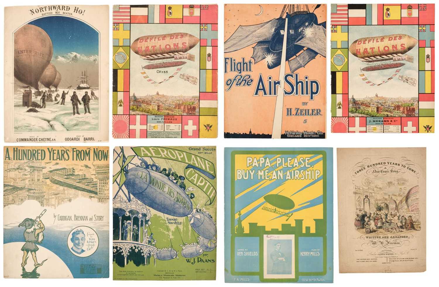 Lot 102 - Sheet Music. Approx. 100 pieces of sheet music with an aviation theme, lmid 19th-early 20th c.