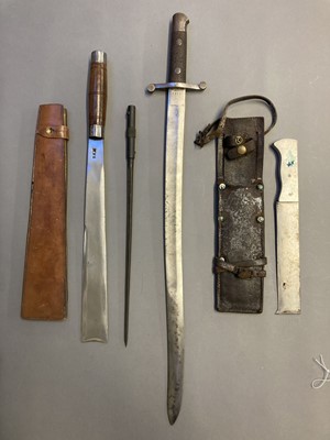 Lot 338 - Knives. Spanish sidearm, the yataghan type blade stamped Artilleria Fabrica de Toldeo