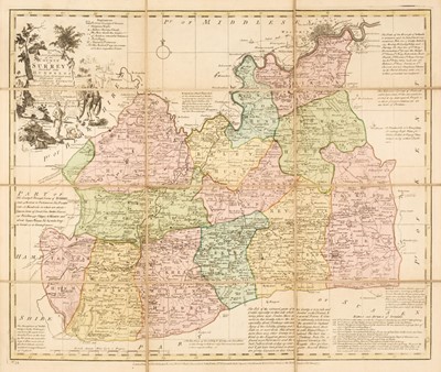 Lot 125 - Surrey. A collection of 19 folding maps, 18th, 19th & early 20th century