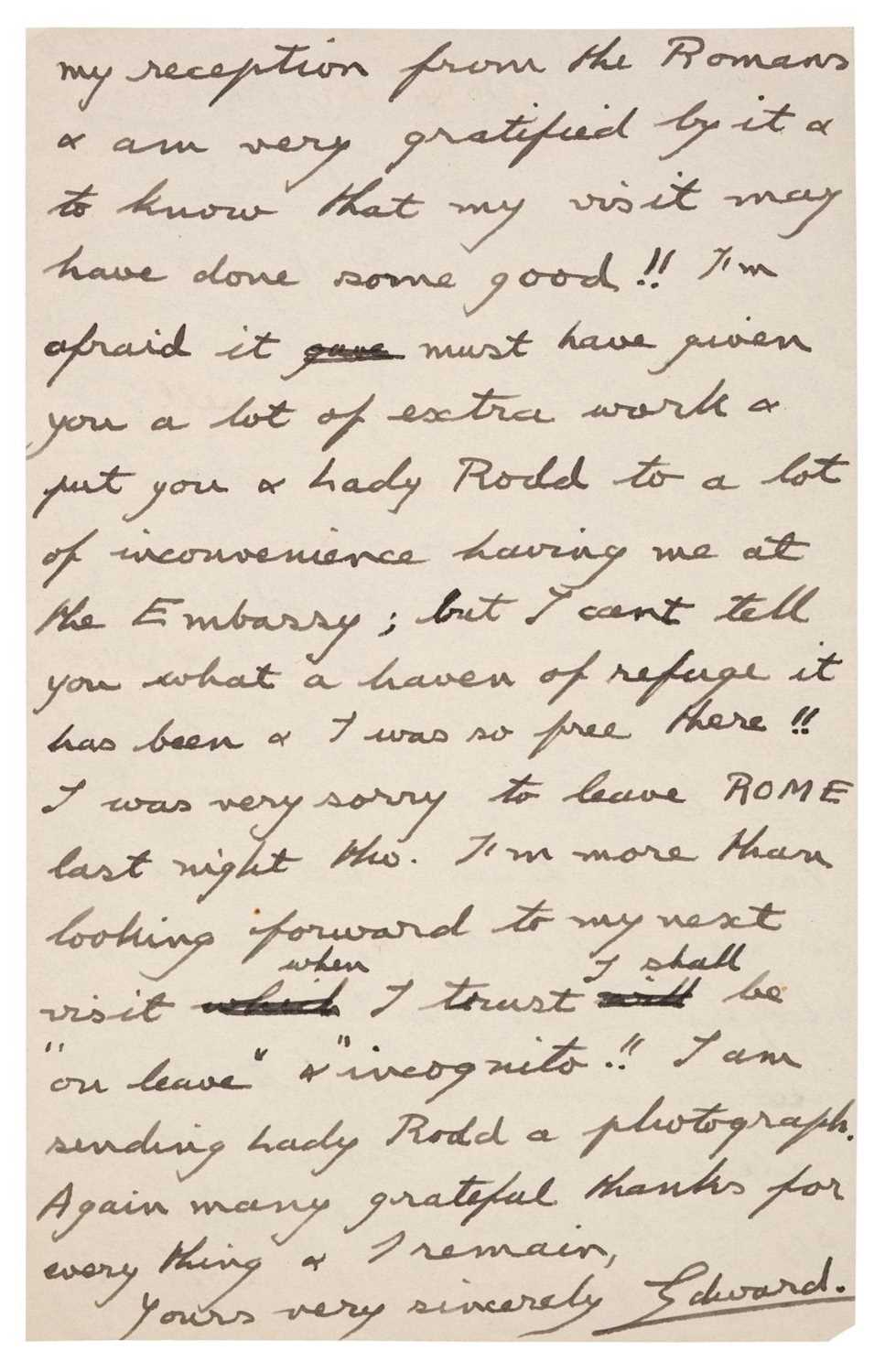 Lot 238 - Edward VIII (1894-1972). Autograph Letter Signed as Prince of Wales, 'Edward', 30 May 1918