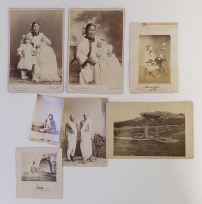 Lot 97 - China & Far East. Two cabinet cards of a Chinese nurse and her European charges