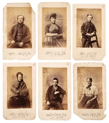 Lot 7 - British Criminals. A group of 90 photographs of (?)British criminal mugshots, early 1870s