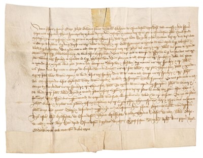 Lot 400 - Medieval Derbyshire Deed. Grant, 5 October 1463, vellum deed in Latin