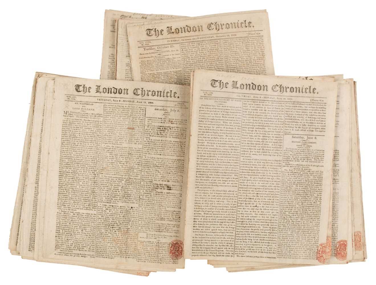 Lot 404 - Napoleonic Era Newspapers. A good collection of approximately 180 English newspapers, c. 1781-1826