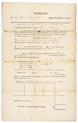 Lot 313 - Wellesley (Arthur, 1769-1852) .Document Signed, ‘Wellington’