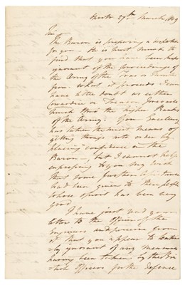 Lot 307 - Peninsular War. Autograph Letter Signed, ‘John Campbell’, Oporto, 27 March 1809