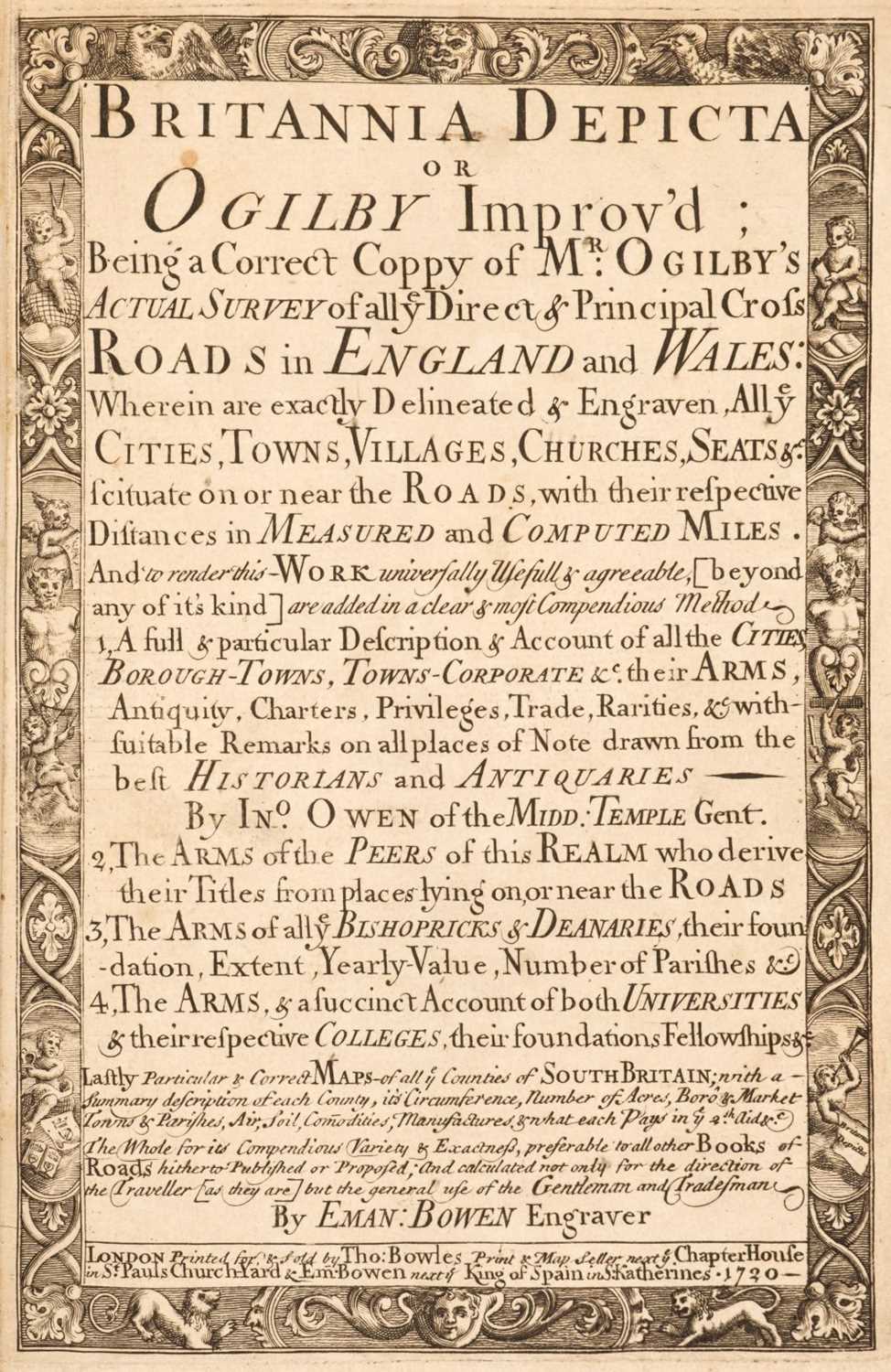 Lot 37 - Owen (John & Bowen Emanuel). Britannia Depicta or Ogilby Improv'd, 1st edition, 1720