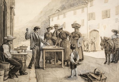 Lot 473 - Jacomb-Hood (George Percy, 1857-1929). A Gamble by the Wayside, pen, ink and wash