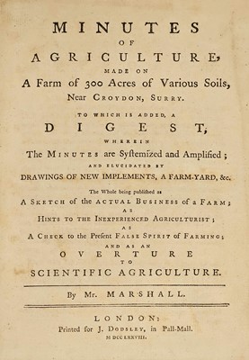 Lot 55 - Marshall (William). Minutes of Agriculture, 1779