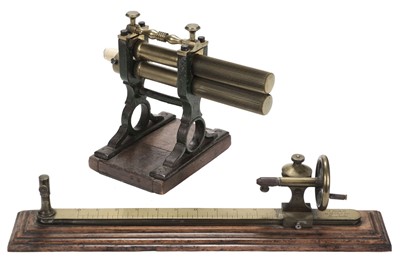 Lot 748 - Lace Crimping Iron. A goffering machine, mid 19th century, & a Thread Tester, late 19th century