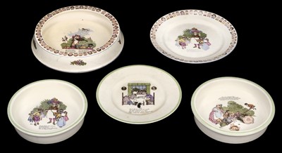 Lot 648 - Nursery Ceramics. Bowls and plates, illust. by W.H. Robinson, prod by W. R. Midwinter