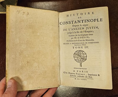 Lot 10 - Cousin (Louis). Histoire de Constantinople, 8 volumes, 2nd edition, 1685