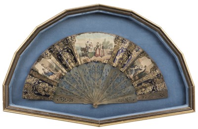 Lot 790 - Fans. Four fans contained in two display cases, late 19th/early 20th century