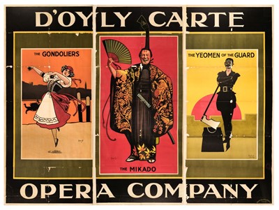 Lot 189 - D'Oyly Carte. Large Triptych Advertising Poster, Opera, David Allen & Sons Ld, circa 1929