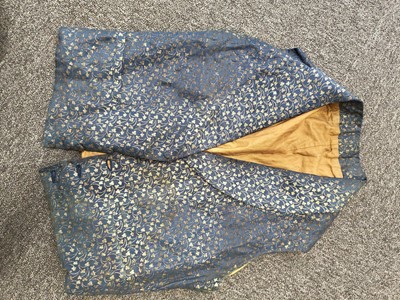 Lot 718 - Clothing.  A blue brocade skirt, circa 1850s, & other skirts, shoes, and waistcoats