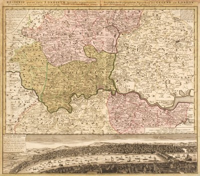 Lot 108 - London. Homann (Johann Baptist, Heirs of), Regionis quae est circa Londinum..., 1742