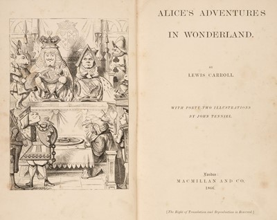 Lot 508 - Carroll (Lewis). Alice's Adventures in Wonderland, 2nd (first published) edition, 1866