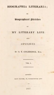 Lot 246 - Coleridge (Samuel Taylor). Biographia Literaria..., 1817