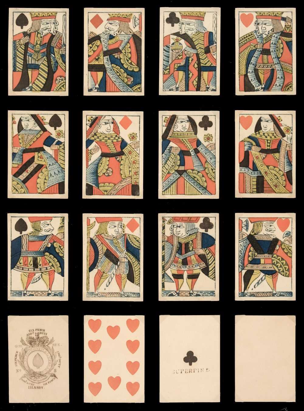 Lot 277 - English playing cards. Standard pattern type I, James Hardy, circa 1819, & 2 others