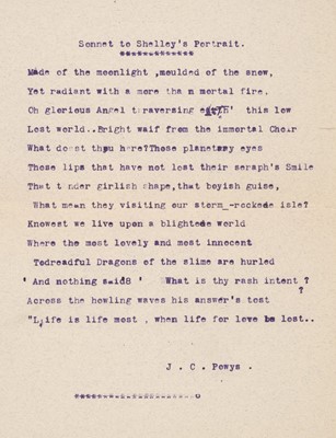 Lot 674 - Powys (John Cowper, 1872-1963). Poems, 1st edition, London: William Rider & Son, 1899