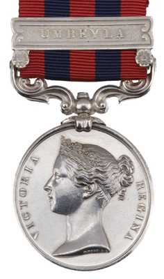 Lot 135 - India General Service Medal 1854-95, 1 clasp, Umbeyla (3745 T. Slater 7th Foot)