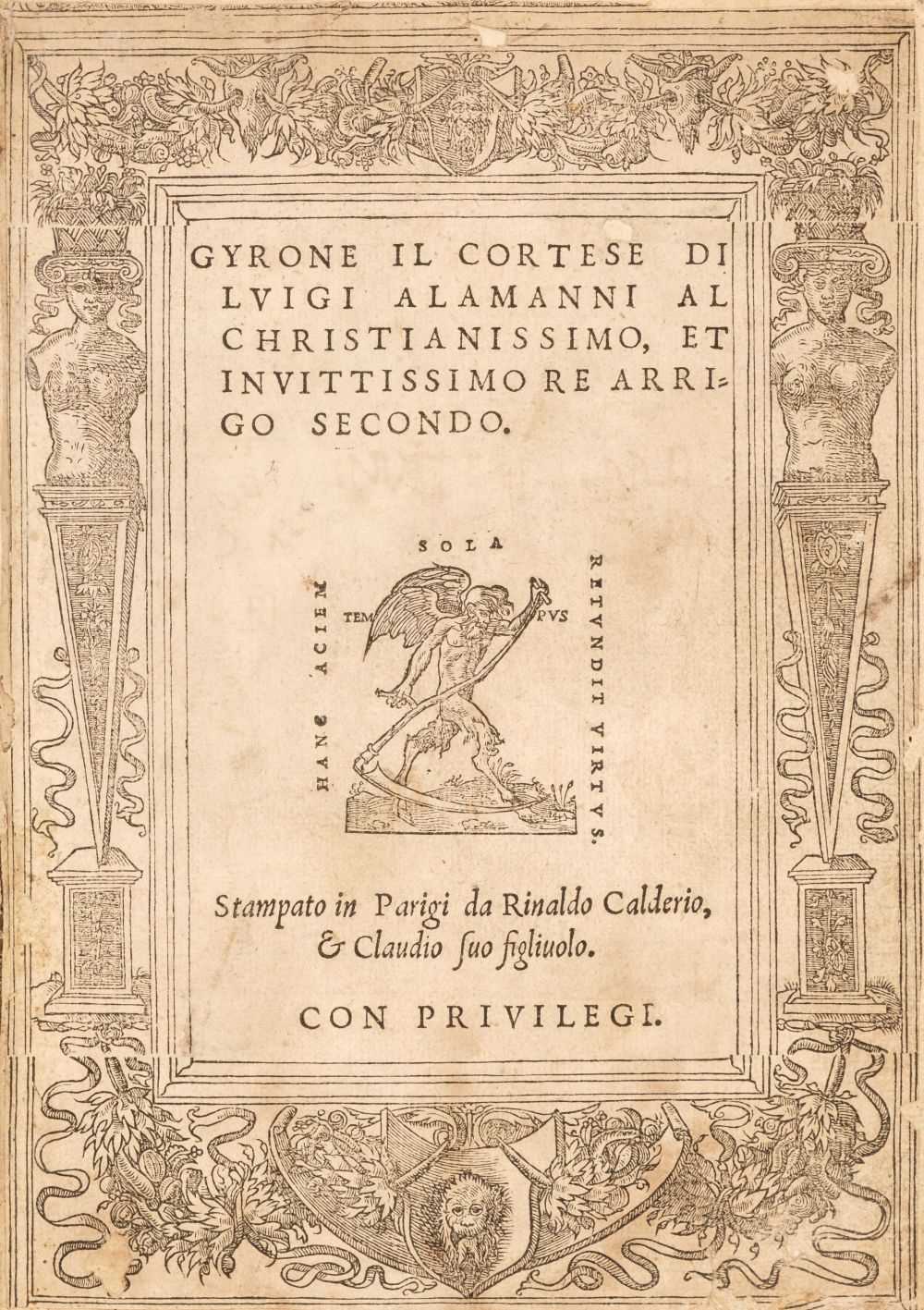 Lot 262 - Alamanni (Luigi). Gyrone il cortese di Luigi