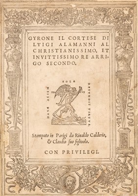 Lot 298 - Alamanni (Luigi). Gyrone il cortese di Luigi Alamanni al christianissimo, 1548