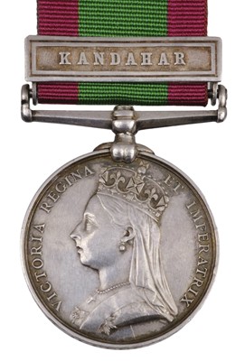 Lot 109 - Afghanistan Medal 1878-1880, 1 clasp, Kandahar (1537, Pte M.H. Auteel, 2/7th Foot)
