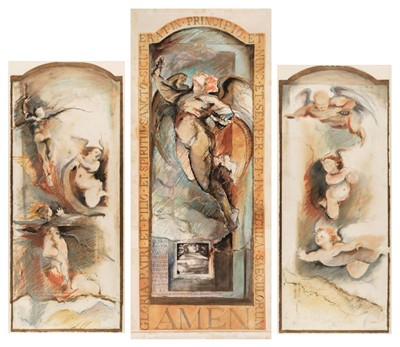 Lot 358 - Panton (Pat, 20th century). Magnificat triptych, 1991