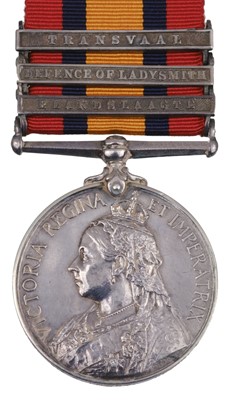Lot 150 - Queen's South Africa Medal 1899-1902, 3 clasps (4400 Pte S. Lowry, Devon: Regt)