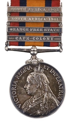 Lot 151 - Queen's South Africa Medal 1899-1902, 4 clasps (Lieut. N.E. Lloyd. Rl : Fus)
