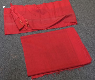 Lot 690 - Fabric. A collection of red 18th century moreen and 19th century worsted