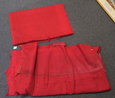 Lot 690 - Fabric. A collection of red 18th century moreen and 19th century worsted