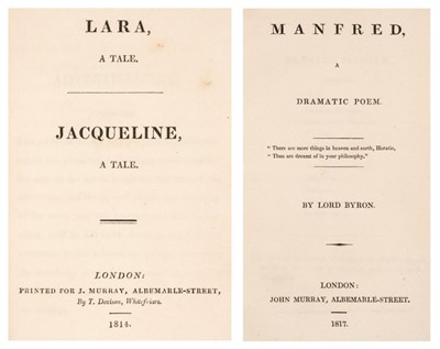 Lot 106 - Byron (George). Lara, A Tale; Jacqueline, A Tale, 1st ed., 1814