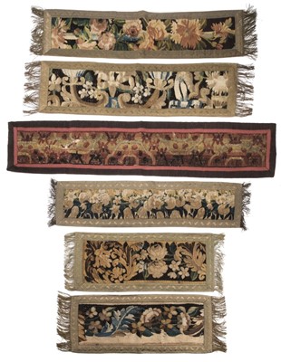 Lot 707 - Tapestry Runners. A collection of 6 runners of late 17th/early 18th c. tapestry, Aubusson & Flemish