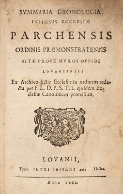 Lot 25 - Pape (Libertus de). Summaria Cronologia Insignis Ecclesiae Parchensis, 1662