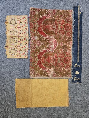 Lot 691 - Fabric. A collection of textile fragments, 17th-19th century