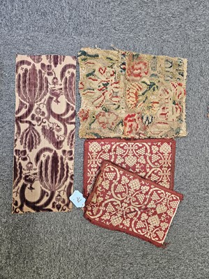 Lot 691 - Fabric. A collection of textile fragments, 17th-19th century
