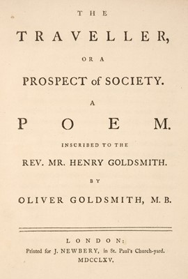 Lot 49 - Goldsmith (Oliver). The Traveller, 1st edition, 1765